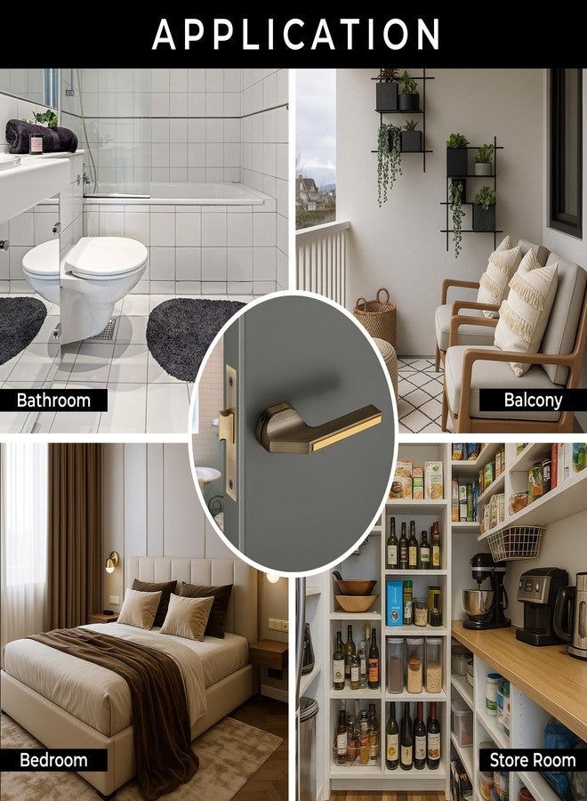 LAPO قفل باب نقر فاخر من لابو للحمام والشرفة وغرفة التخزين | قفل باب مع مقابض وقفل أمان للأطفال | طلاء ذهبي عتيق | ضمان 3 سنوات (Ro-185) - Image 5